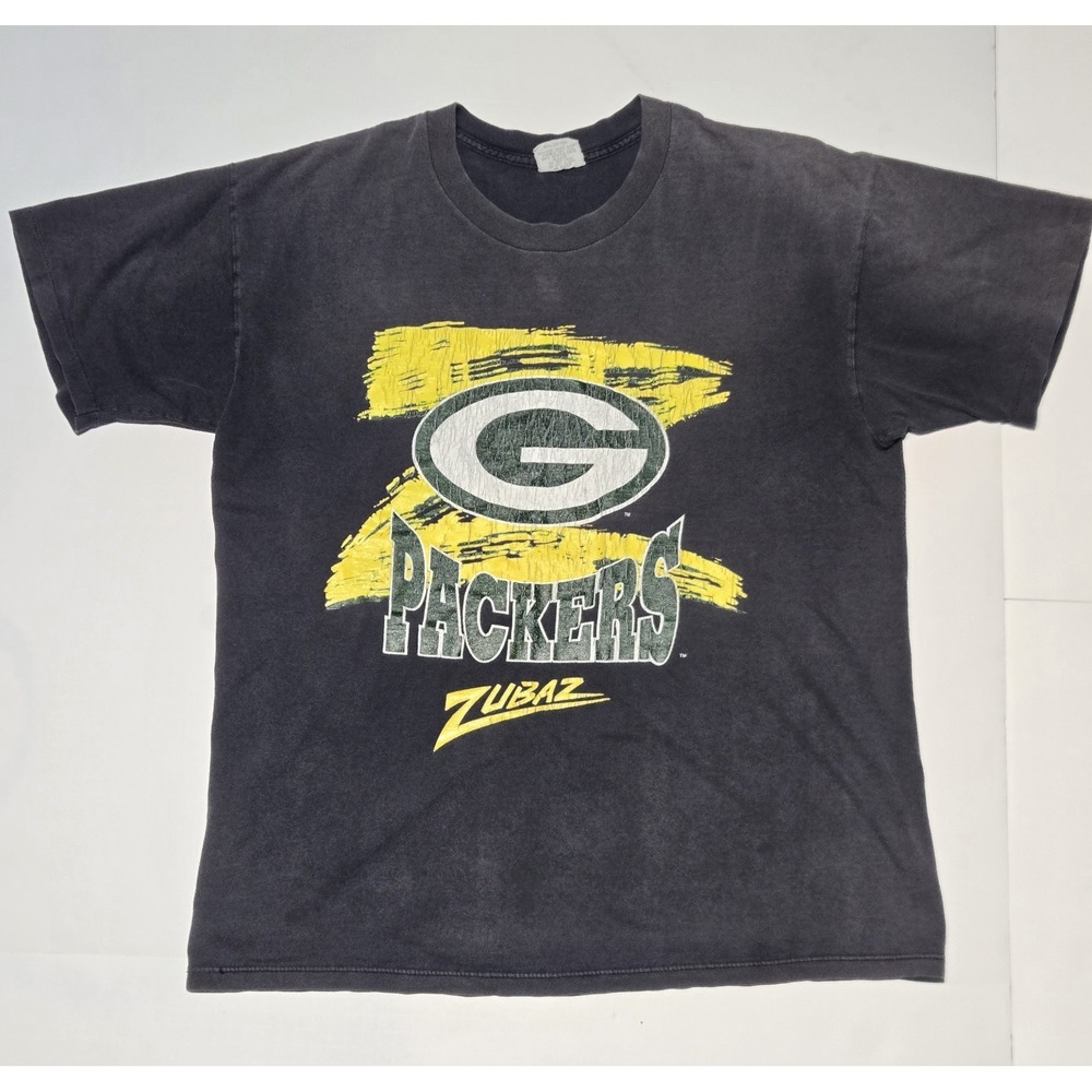 Vintage 90s Green Bay Packers Zubaz T Shirt Mens L USA Made NFL Distressed